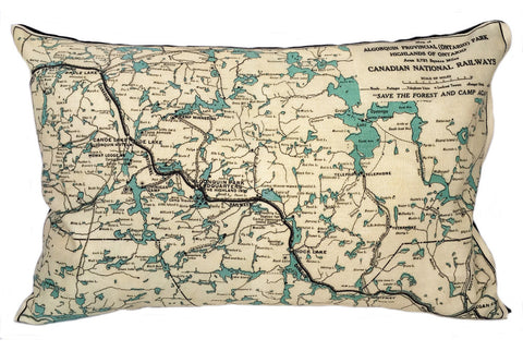 Algonquin Park Vintage Map Pillow