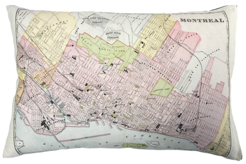City of Montreal Vintage Map Pillow