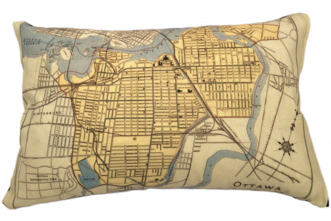 City of Ottawa Vintage Map Pillow