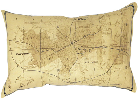 Chapel Hill NC Vintage Map Pillow