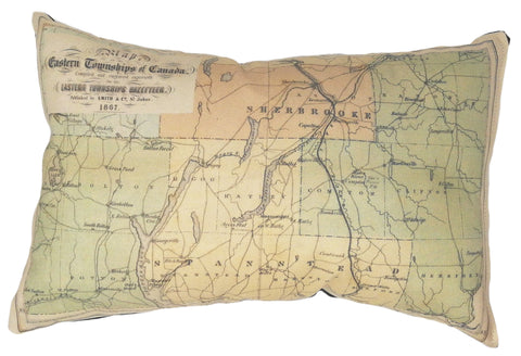 Eastern Townships Vintage Map Pillow