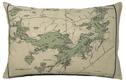 Eels Lake Vintage Map Pillow