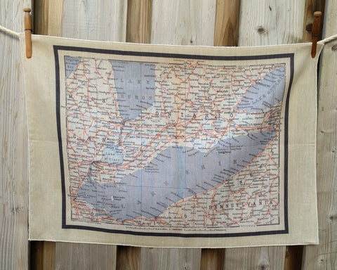 Lake Erie Vintage Map Tea Towel