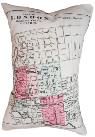 City of London Ontario Vintage Map Pillow