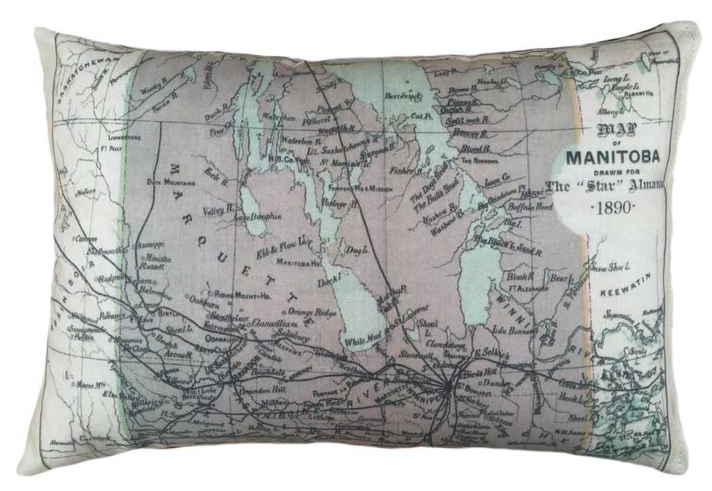 Manitoba Vintage Map Pillow Vintage Map Co