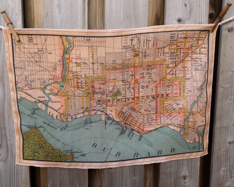 North Vancouver Vintage Map Tea Towel