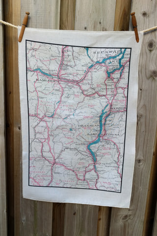 Okanagan Vintage Map Tea Towel