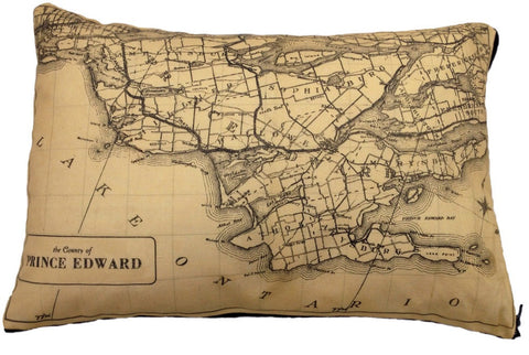 Prince Edward County Vintage Map Pillow