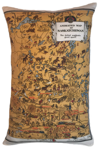 Saskatchewan Vintage Map Pillow