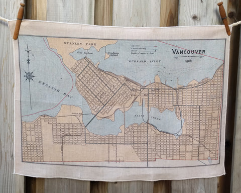 Vancouver Vintage Map Tea Towel