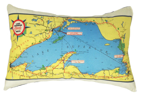 Lake Superior Vintage Map Pillow