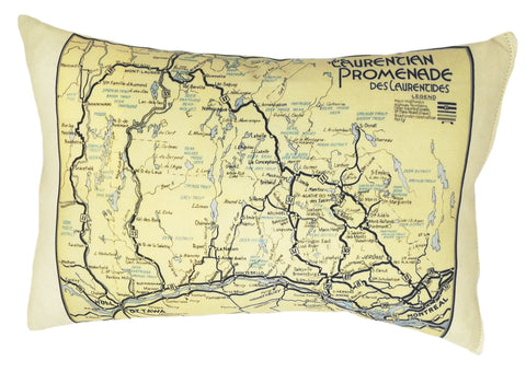 Laurentians Vintage Map Pillow