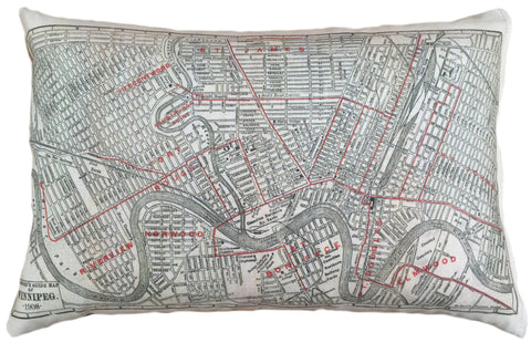 Winnipeg Vintage Map Pillow