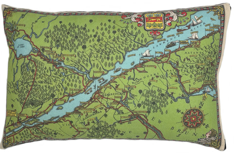 Gaspe Vintage Map Pillow