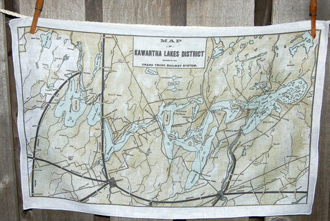 Kawartha Lakes circa 1905 Map Tea Towel