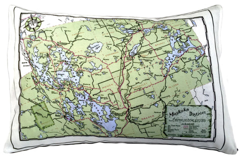 Muskoka Lakes District Vintage Map Pillow