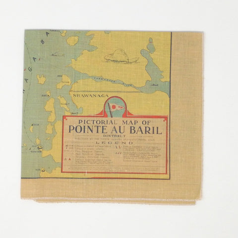 Pointe au Baril Vintage Map Tea towel