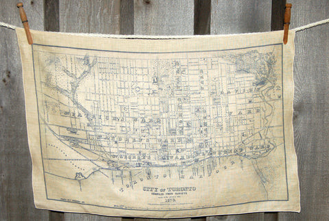 Vintage Toronto circa 1873 Map Tea Towel