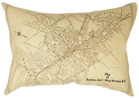 Durham NC Vintage Map Pillow