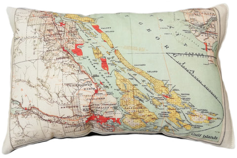 Gulf Islands/Saltspring Island Vintage Map Pillow