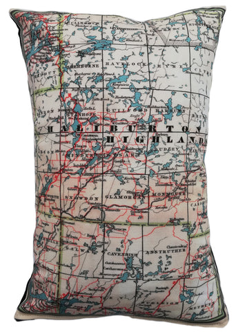 Haliburton Highlands Vintage Map Pillow