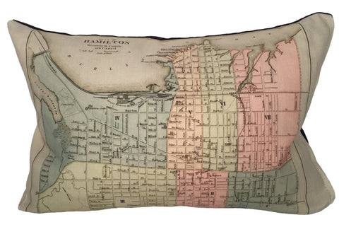 City of Hamilton Vintage Map Pillow
