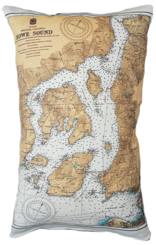 Howe Sound Vintage Map Pillow