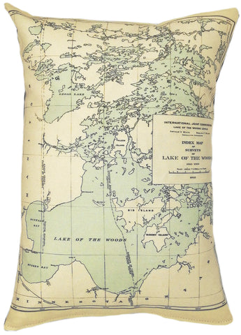 Lake of the Woods Vintage Map Pillow