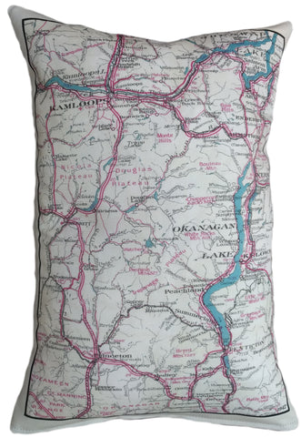 Okanagan Vintage Map Pillow