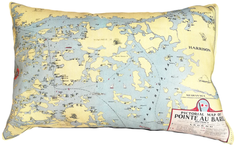 Pointe Au Baril Vintage Map Pillow