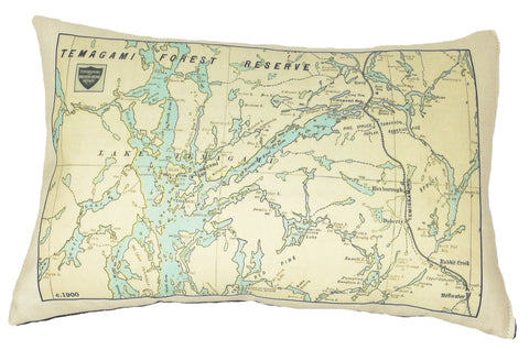 Temagami Vintage Map Pillow