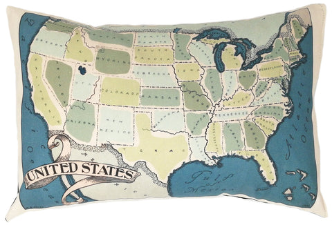 USA Vintage Map Pillow