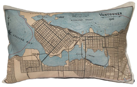 Vancouver Vintage Map Pillow