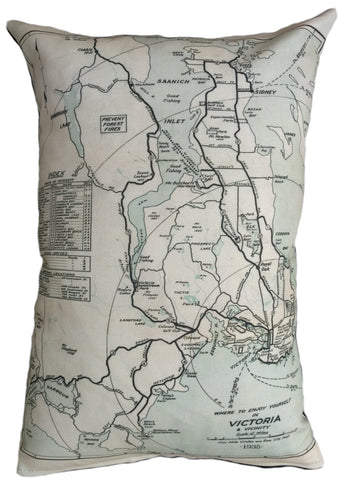 Victoria Vintage Map Pillow
