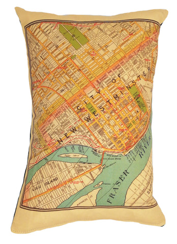 New Westminster Vintage Map Pillow