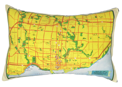 Municipal Toronto Vintage Map Pillow